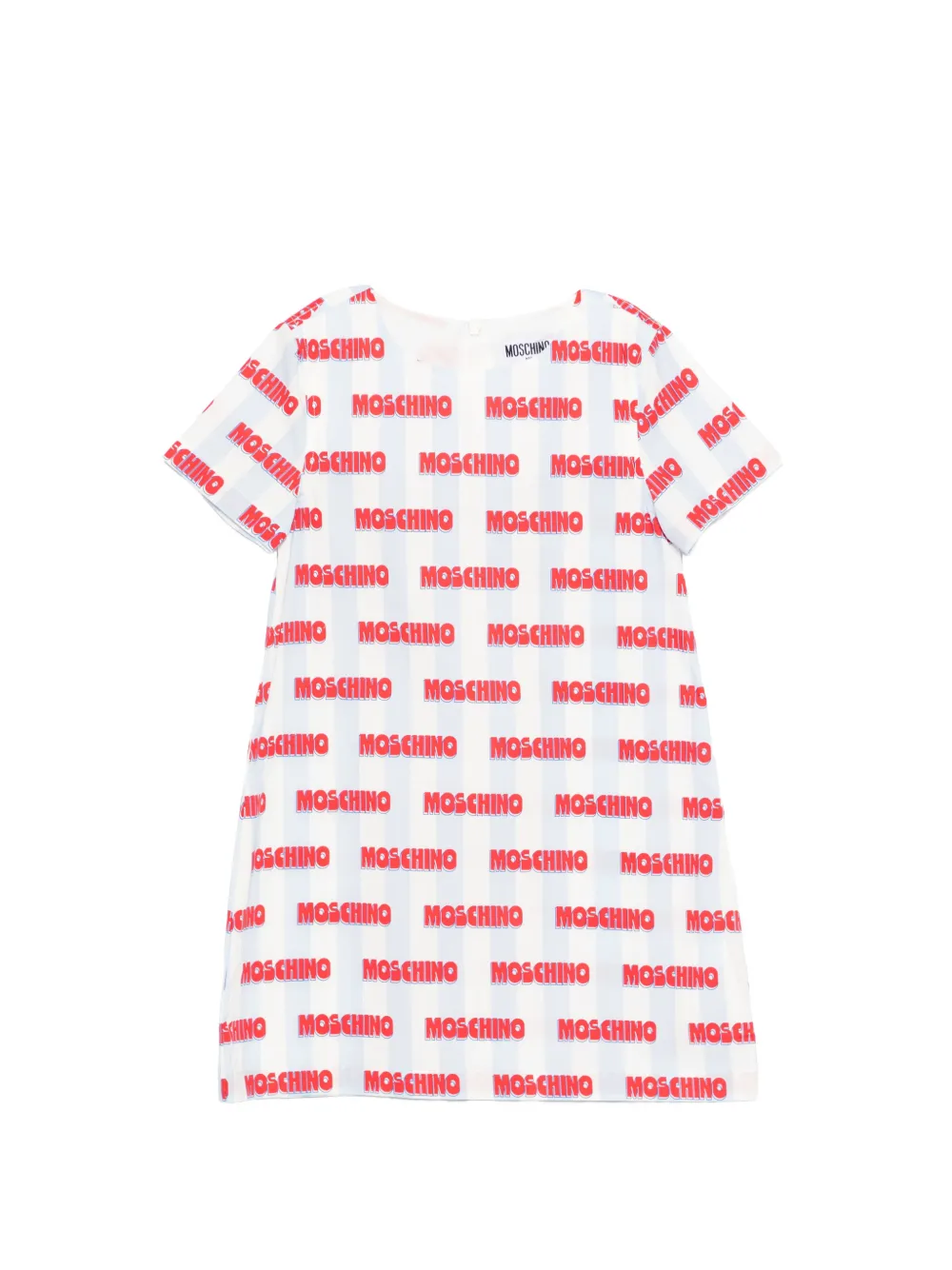 Moschino Kids striped logo-print dress - Weiß