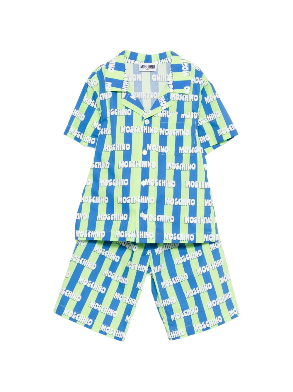 Moschino Kids striped logo-print shorts set - Blu