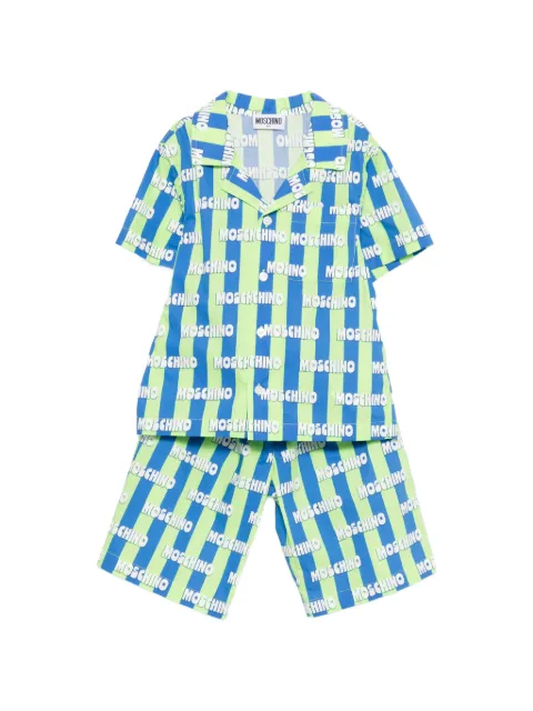 Moschino Kids striped logo-print shorts set