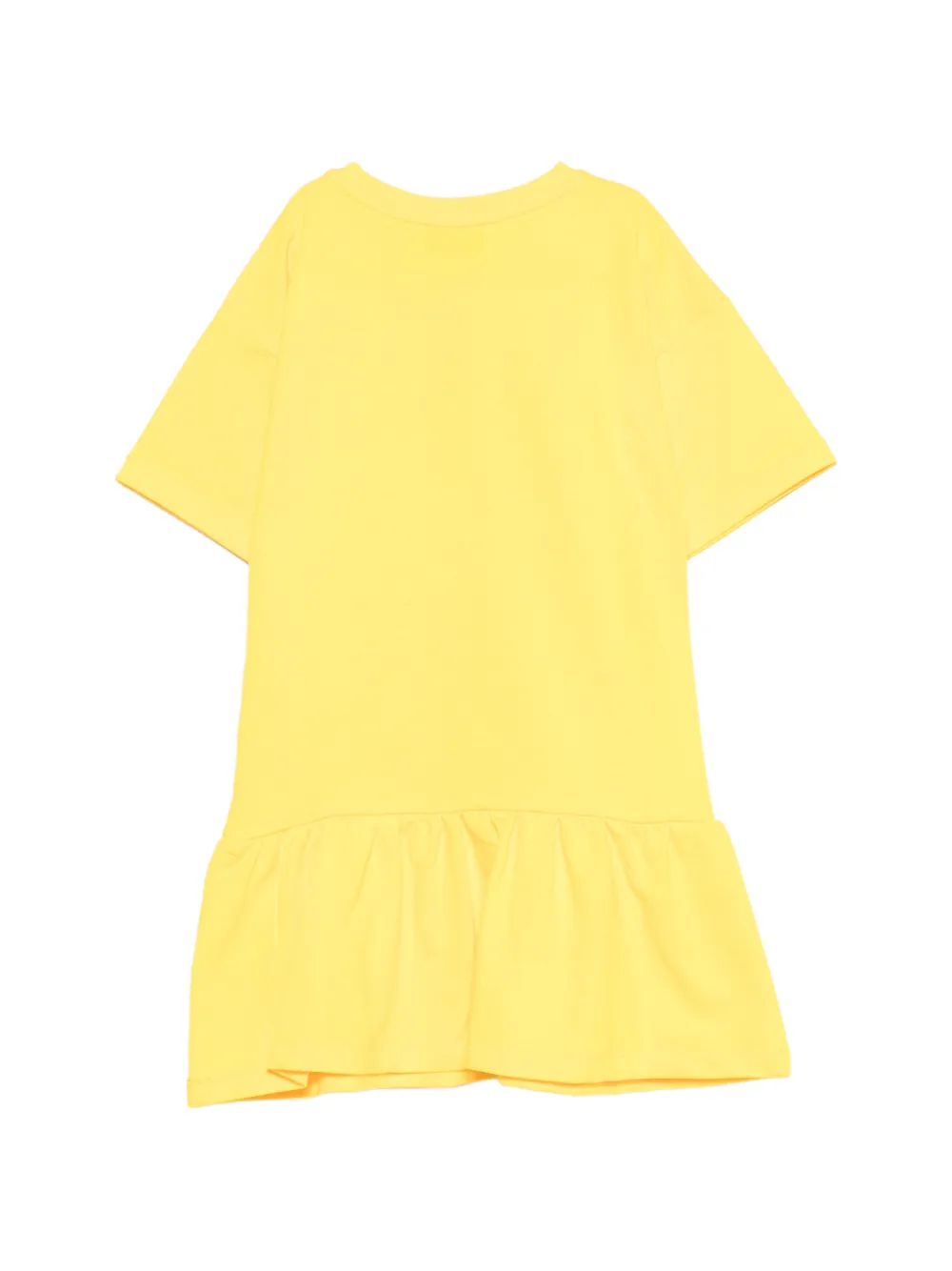 Moschino Kids Katoenen jurk met teddybeerpatroon en ruches Geel