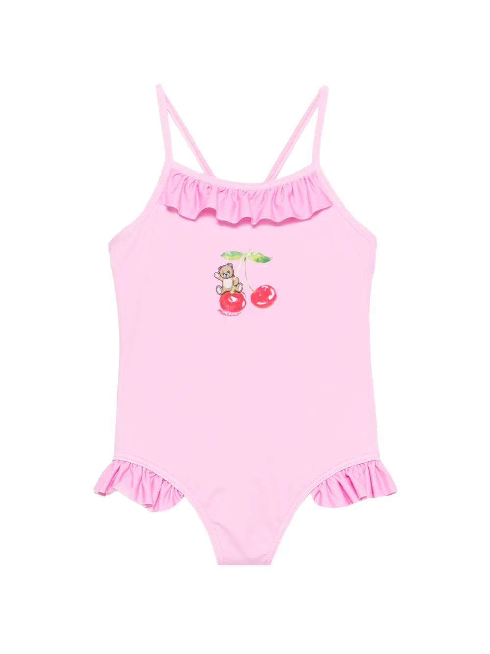 Moschino Kids ruffled graphic swimsuit - Rosa