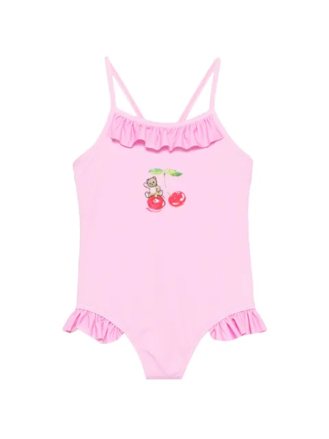 Moschino Kids ruffled graphic swimsuit