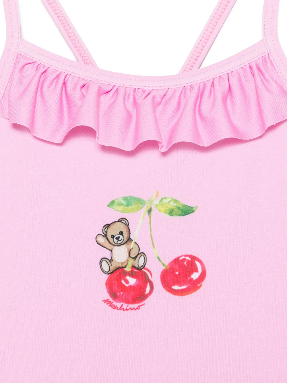 Moschino Kids Badpak met ruches en grafische print Roze