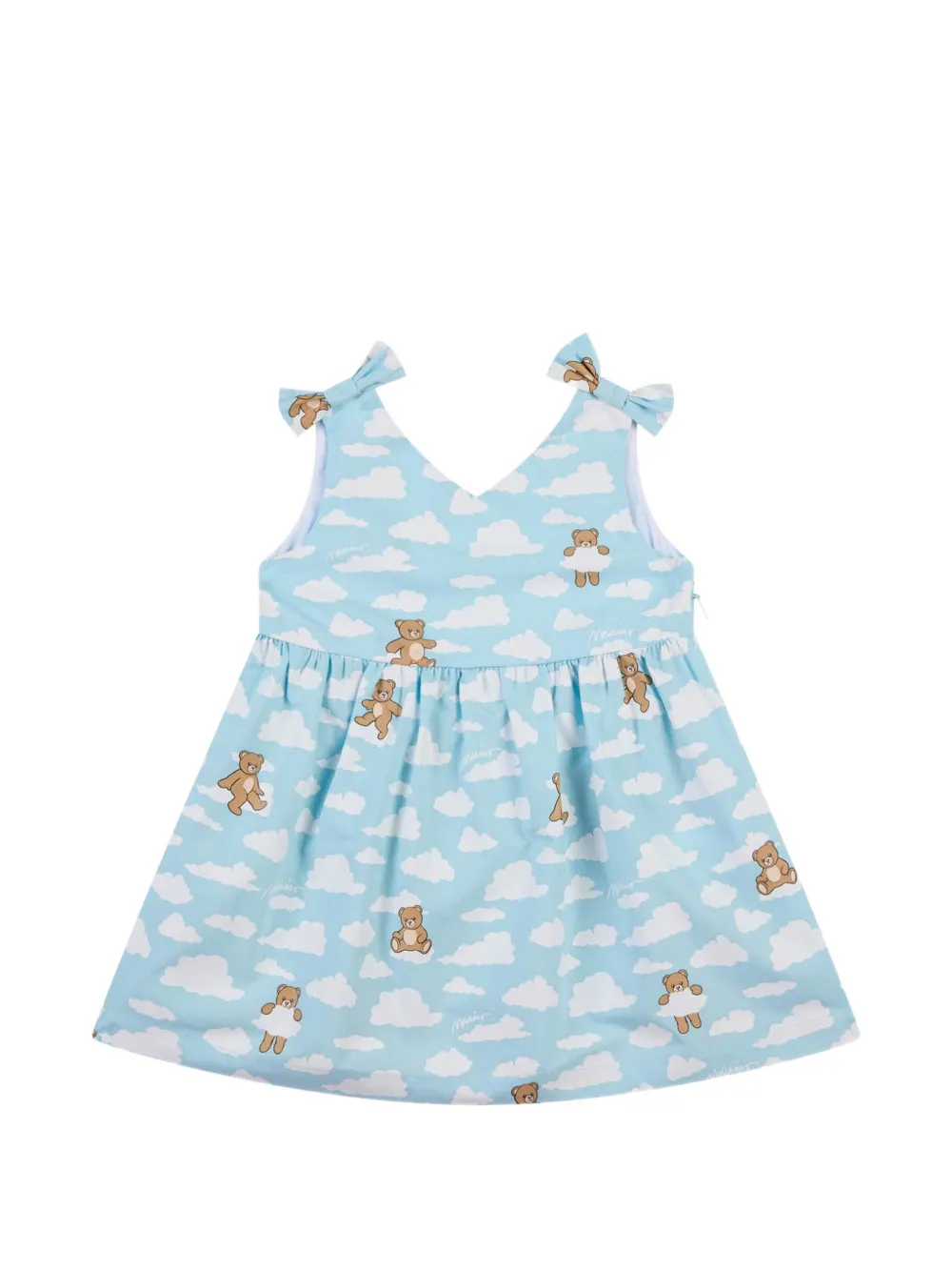 Moschino Kids bow cloud print dress - Blu