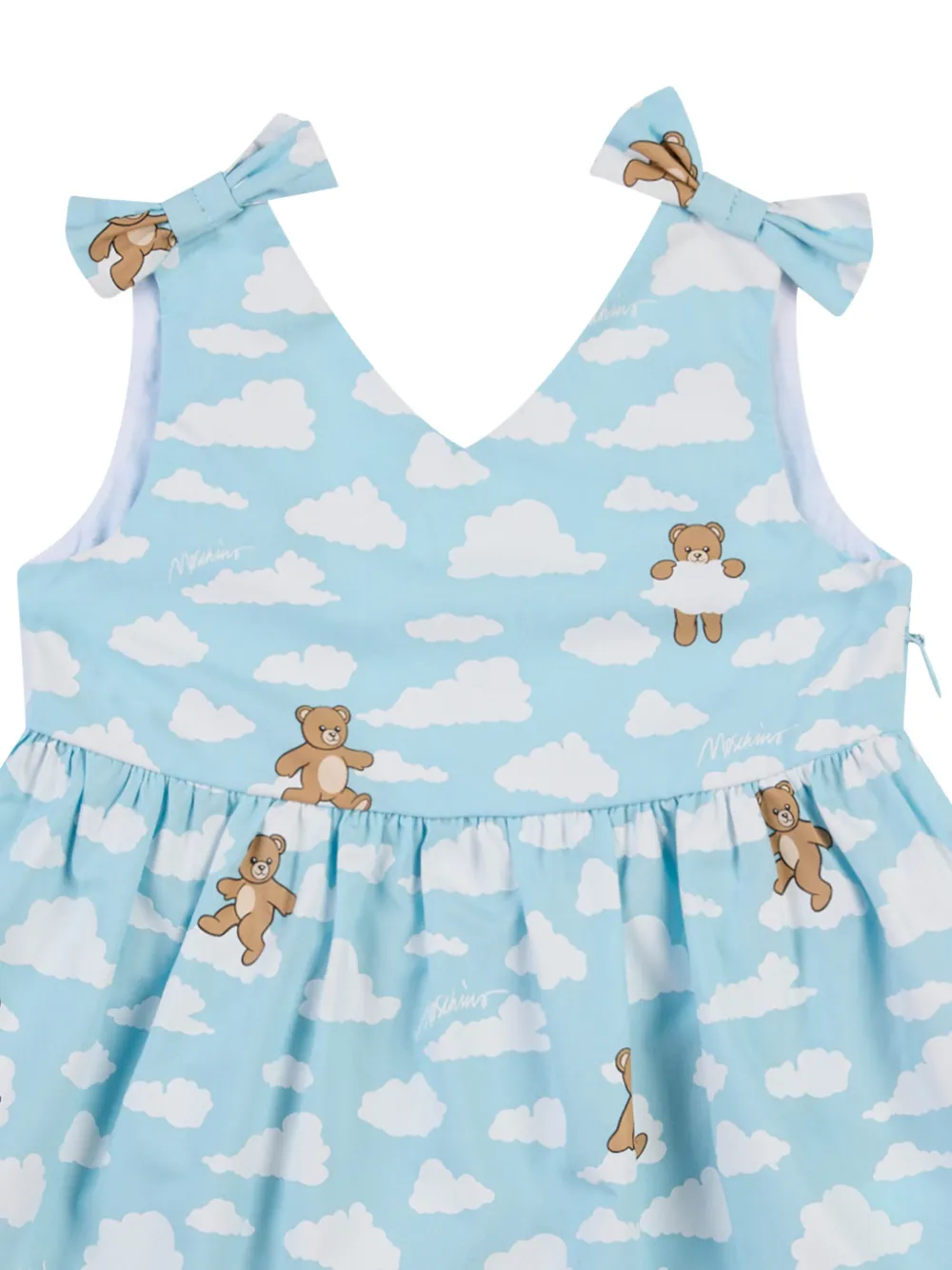 Moschino Kids Bow Cloud Print Dress - Blue 