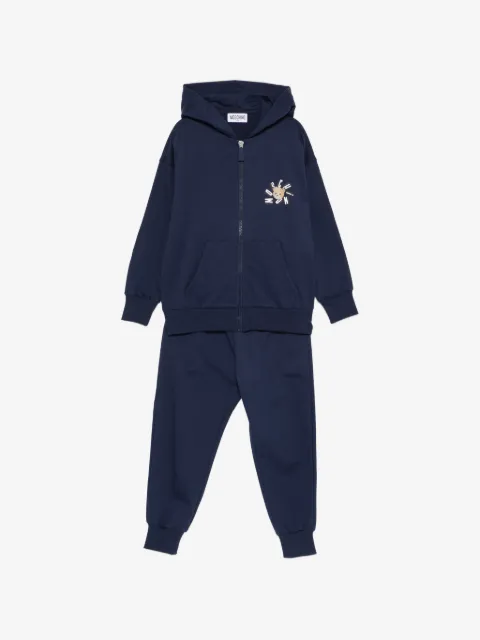 Moschino Kids zip graphic hooded sweatshirt