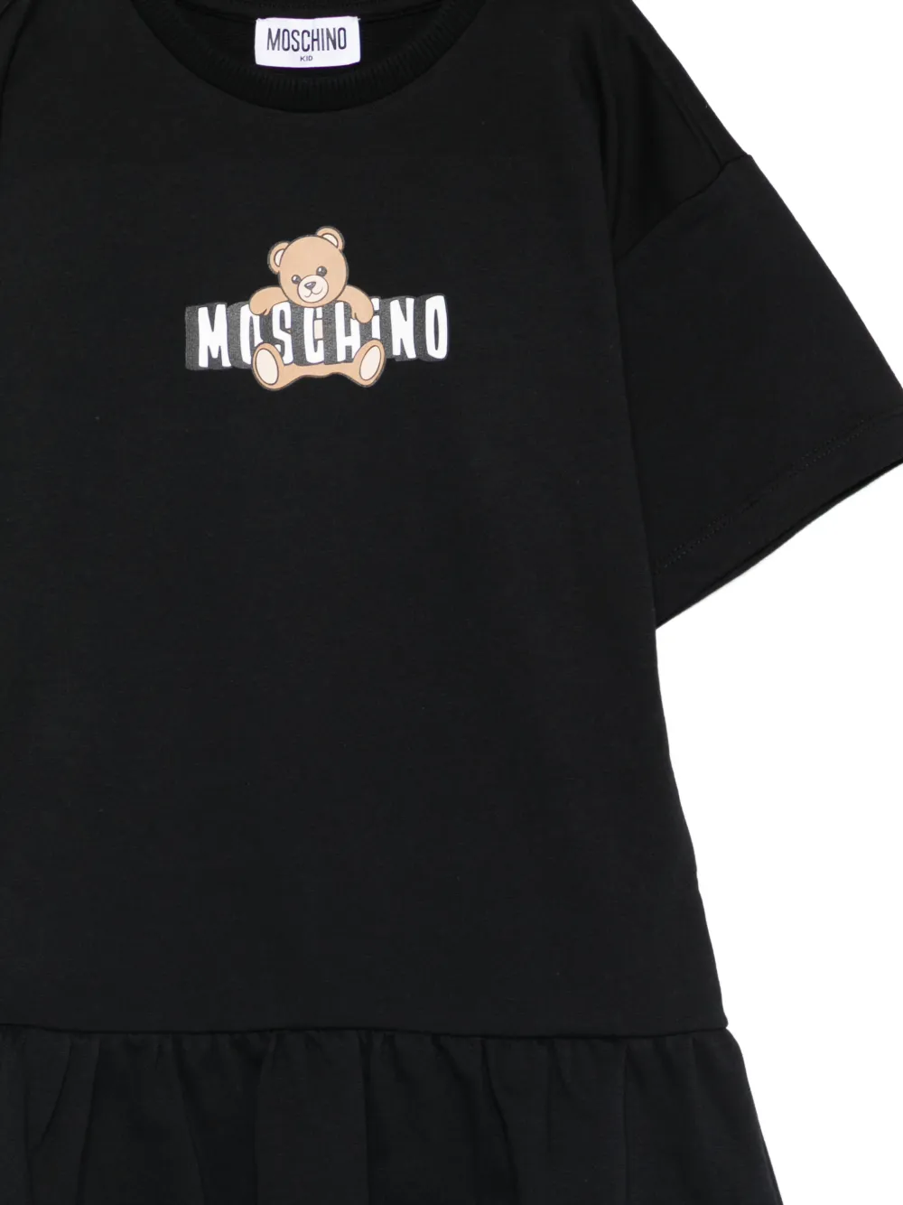 Moschino Kids Jurk met ruches-detail en beerprint Zwart