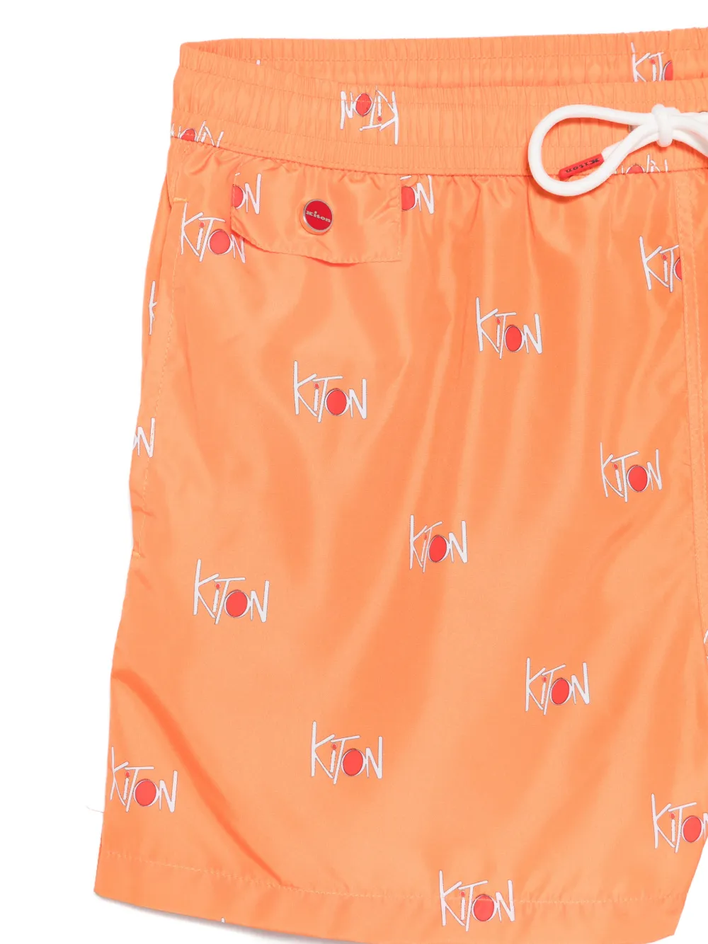  Kiton Logo Drawstring Swim Shorts - Orange 
