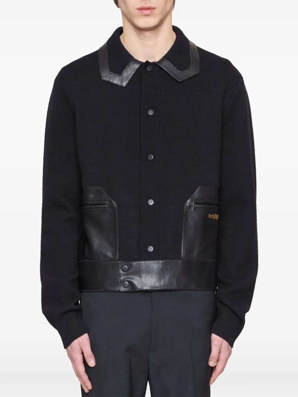AMIRI leather patch shirt jacket - Schwarz