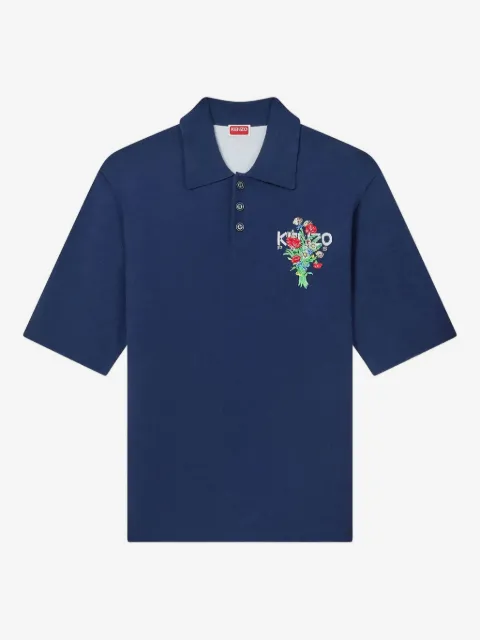 Kenzo bouquet embroidered knit polo shirt