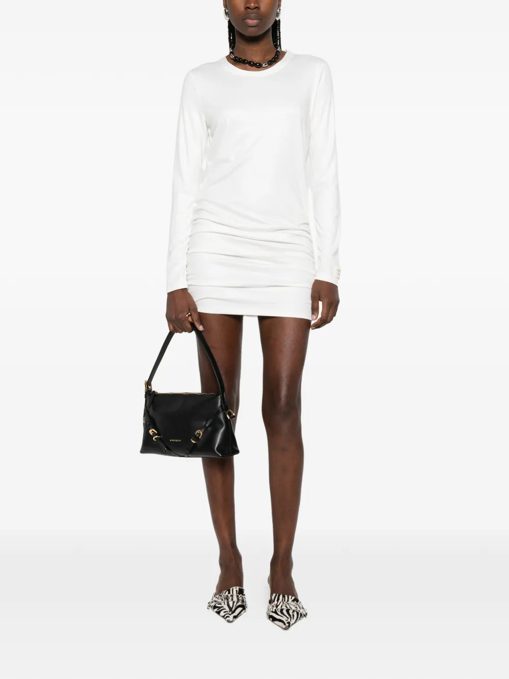 Patrizia Pepe Gedrapeerde mini-jurk Wit