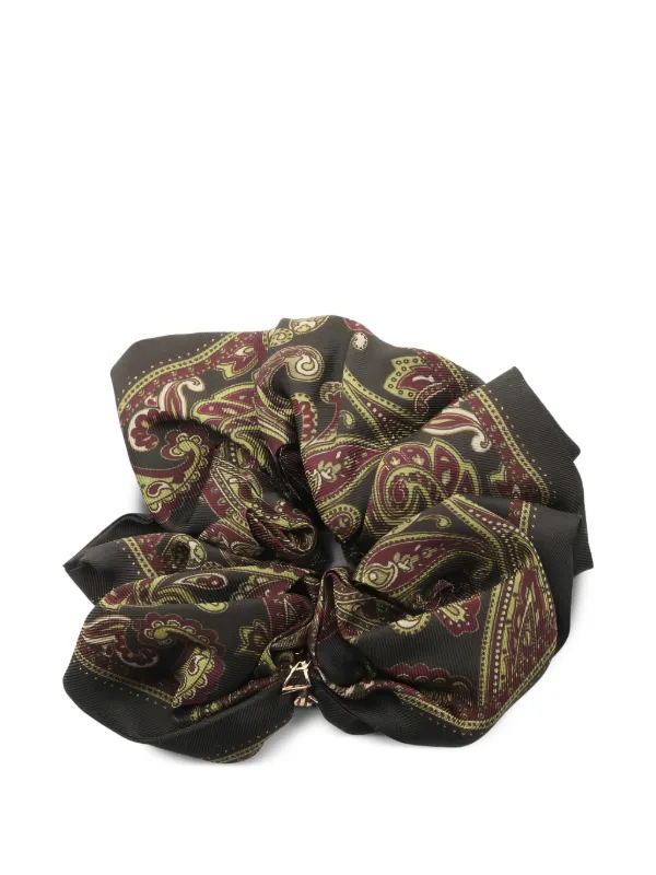 Saint Laurent Pre-owned 2020s Monogram Paisley Scrunchie in Black