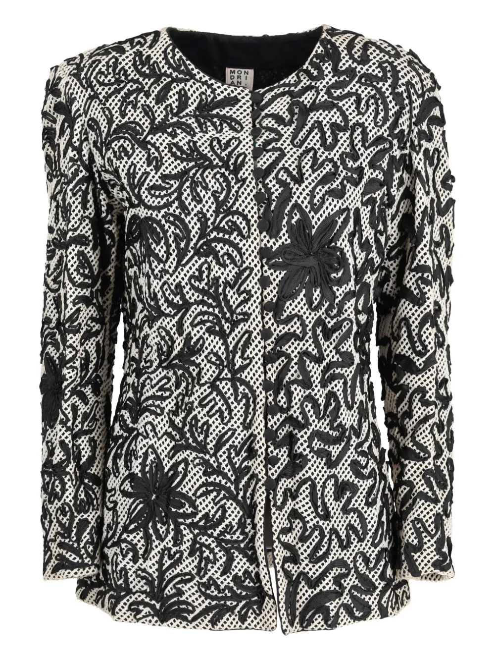 Mondrian Ricami flower coat - Bianco