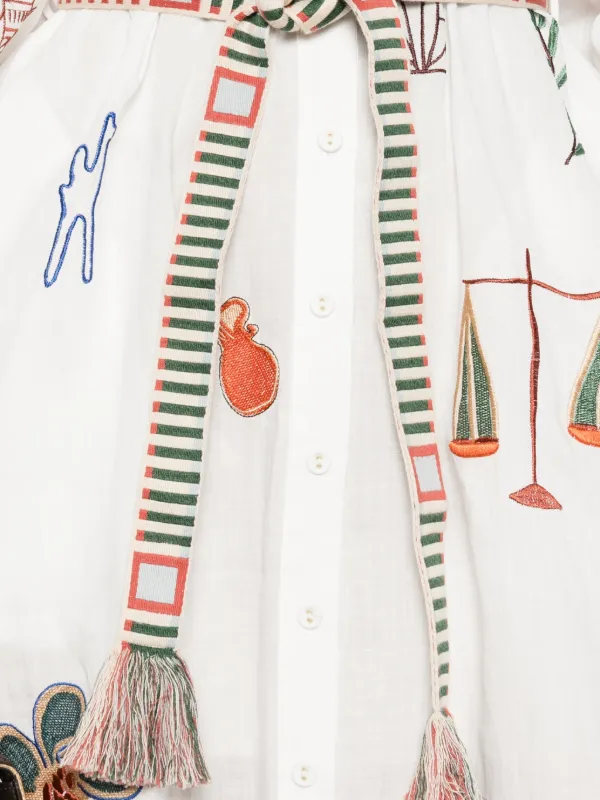ALEMAIS Embroidered Midi Dress | White | FARFETCH