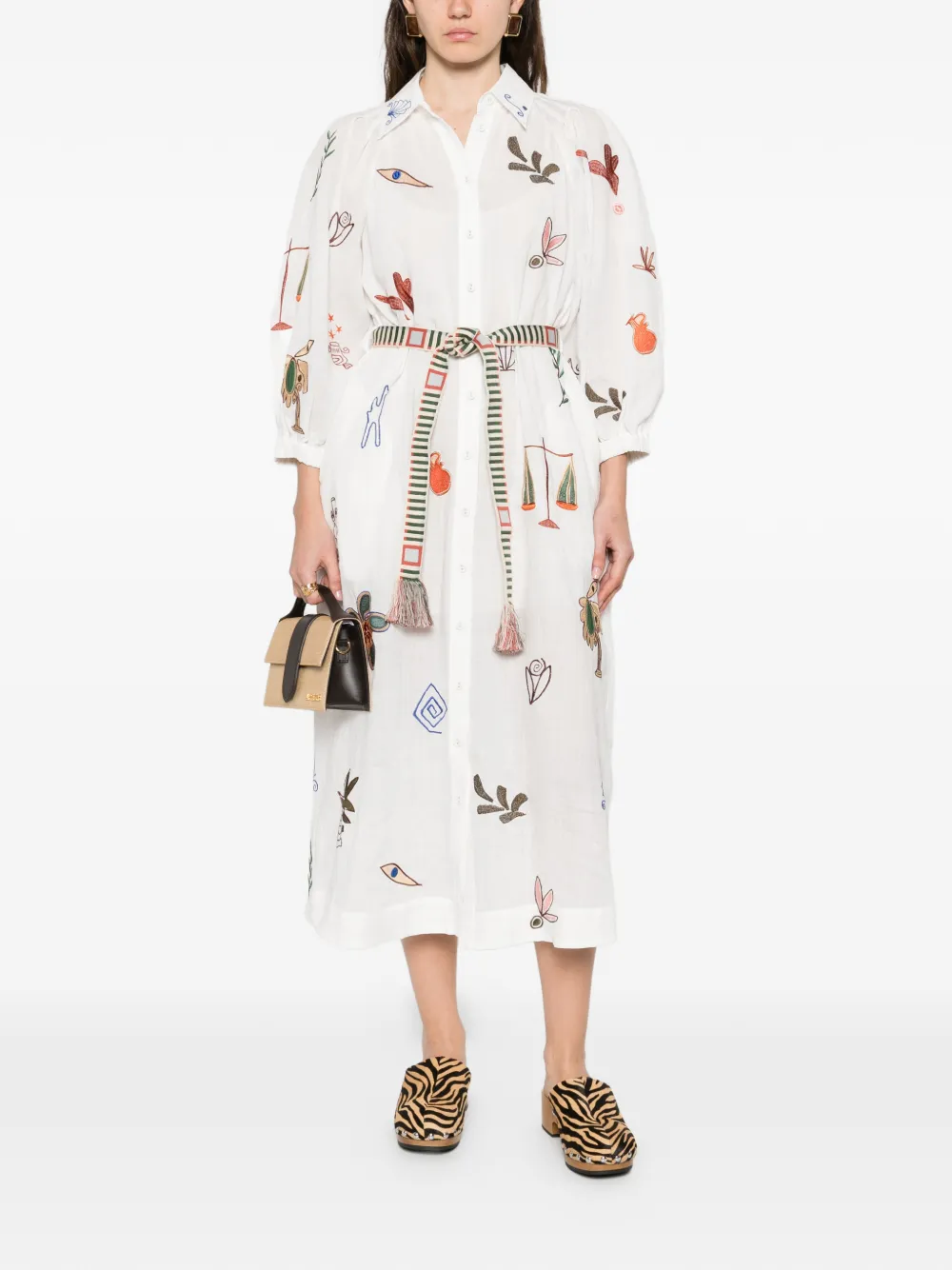 ALEMAIS embroidered midi dress - Wit