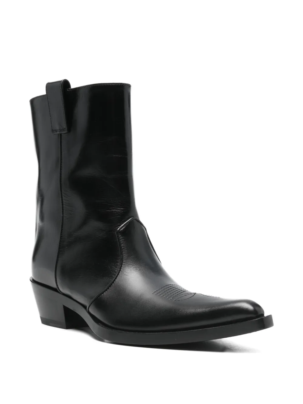 KHAITE pointed toe western boots Zwart