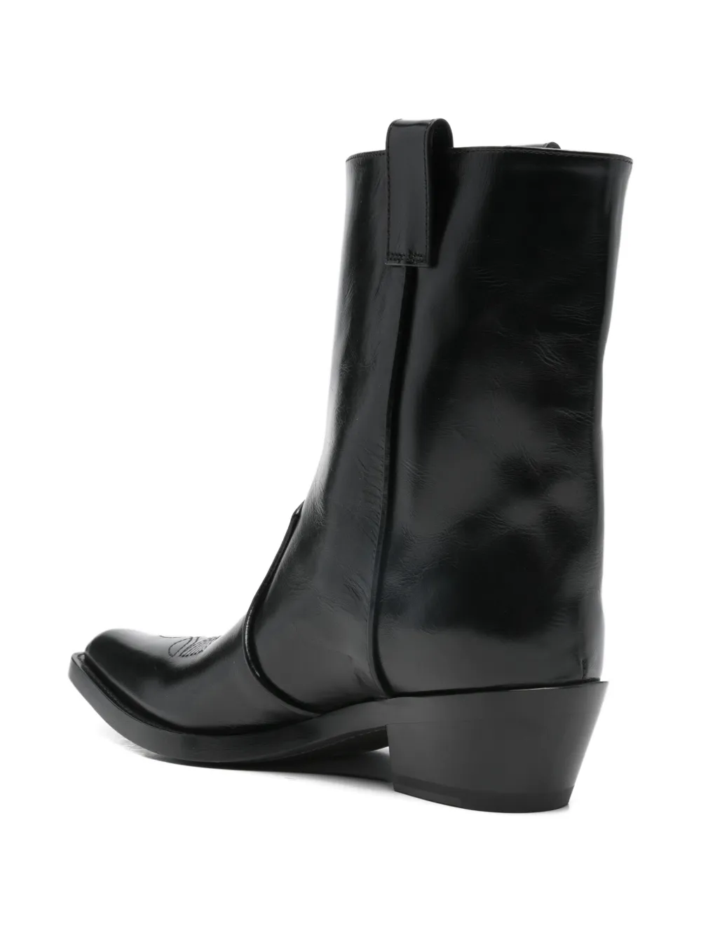 KHAITE pointed toe western boots Zwart