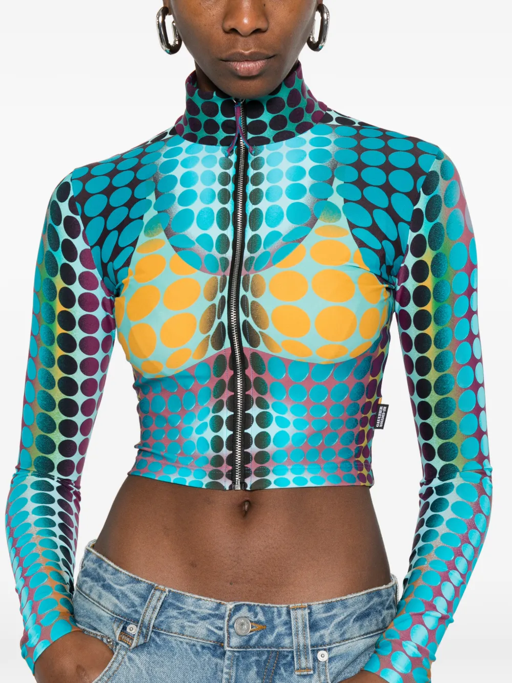 Jean Paul Gaultier long-sleeve zip-fastening Top | Blue | FARFETCH ID