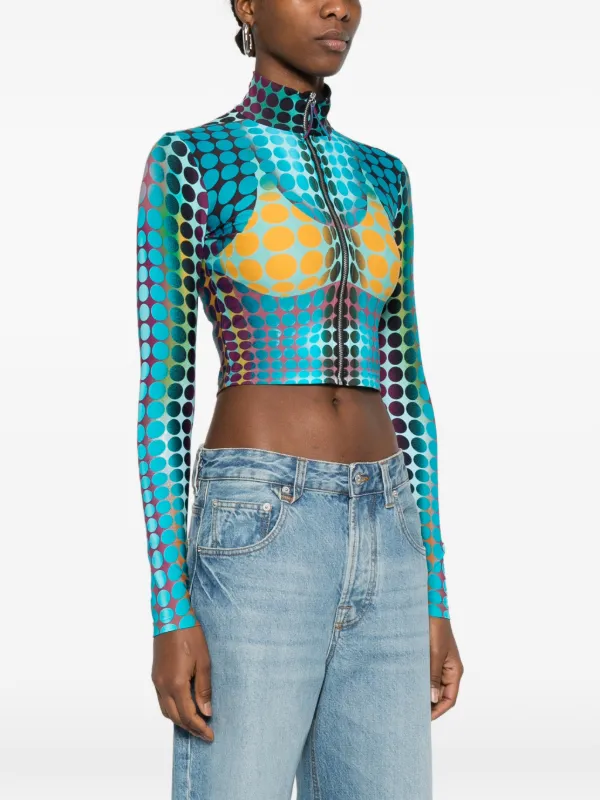 ゴルチエ　トップ48 Jean Paul Gaultier long-sleeve zip-fastening Top | Blue | FARFETCH ID