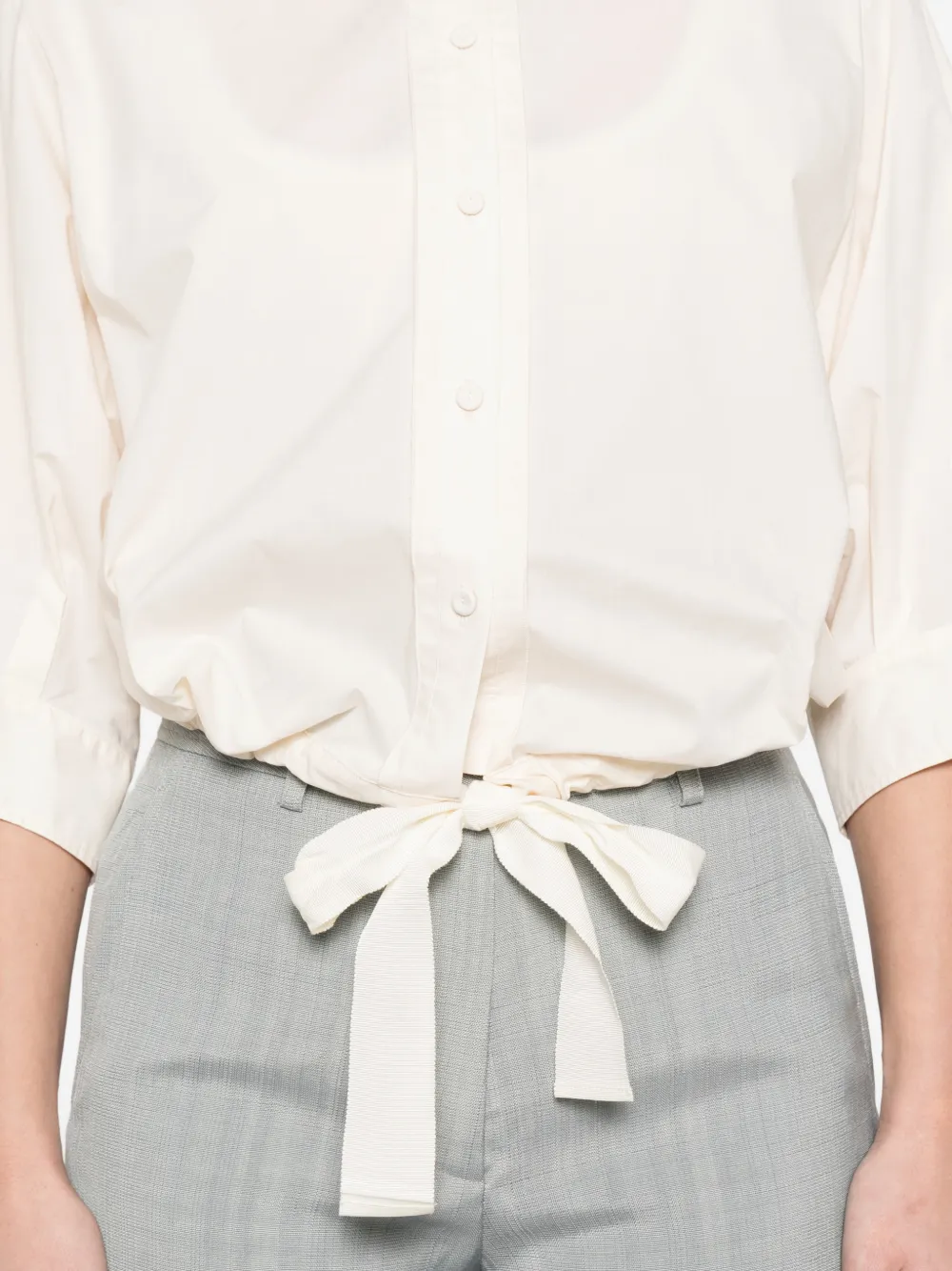 Forte blouse met trekkoord Beige