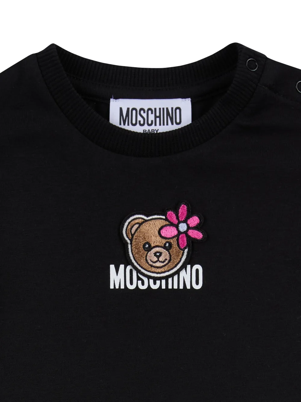 Moschino Kids T-shirt met ruches en beerapplicatie Zwart