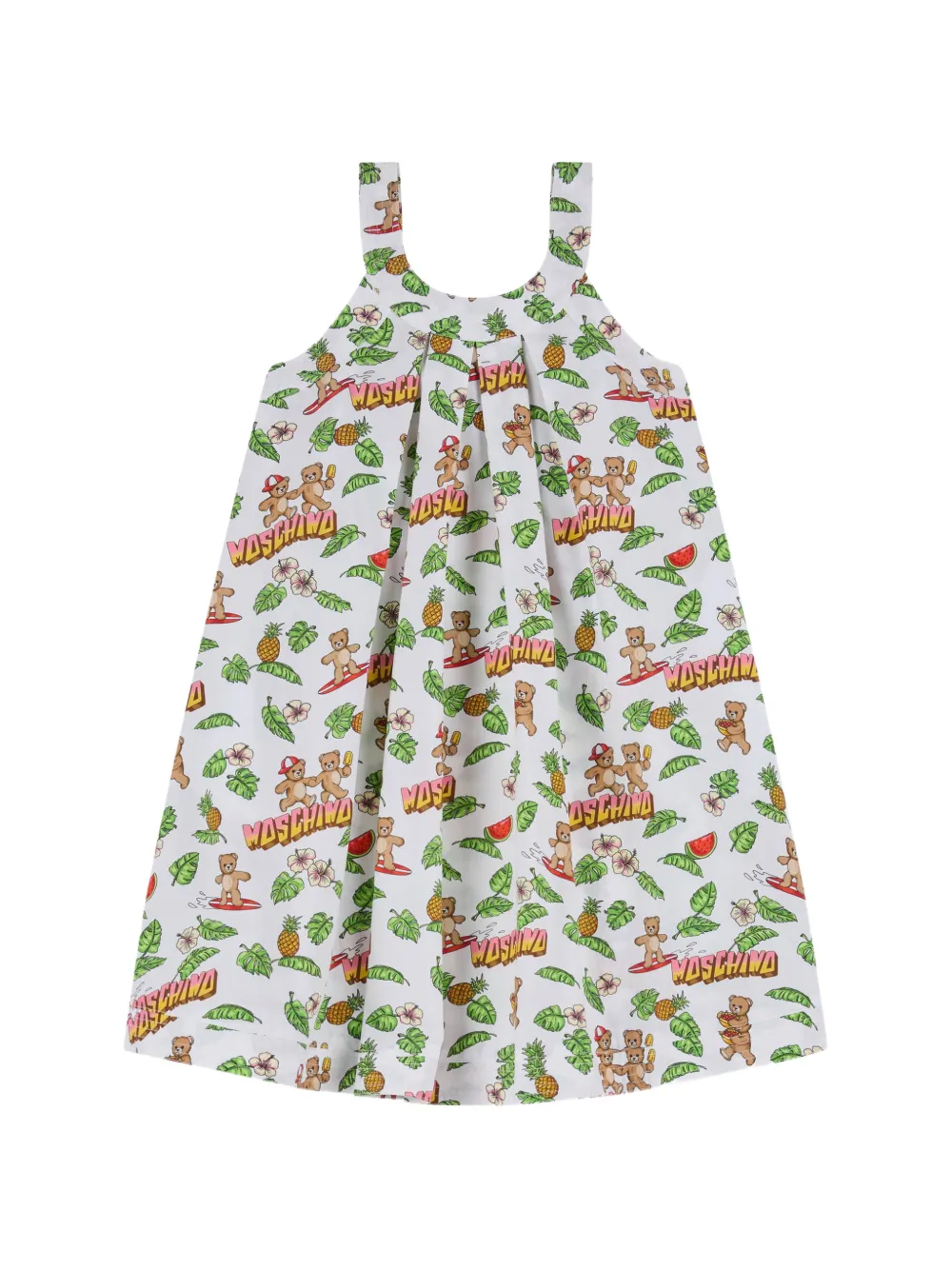 Moschino Kids graphic print dress - Bianco