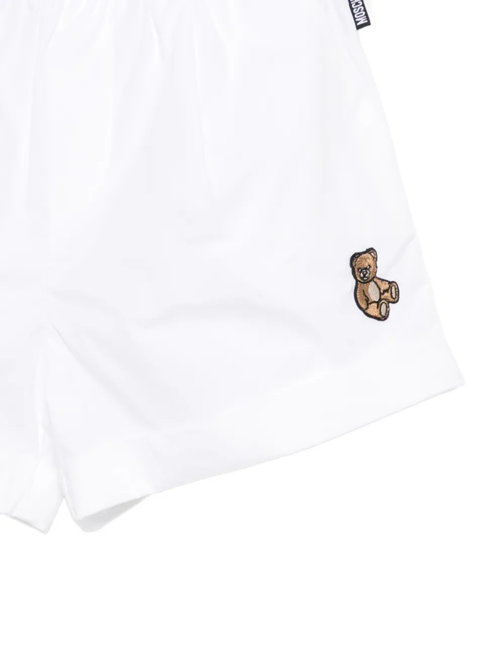 Moschino Kids Shorts met elastische tailleband en teddy-detail Wit