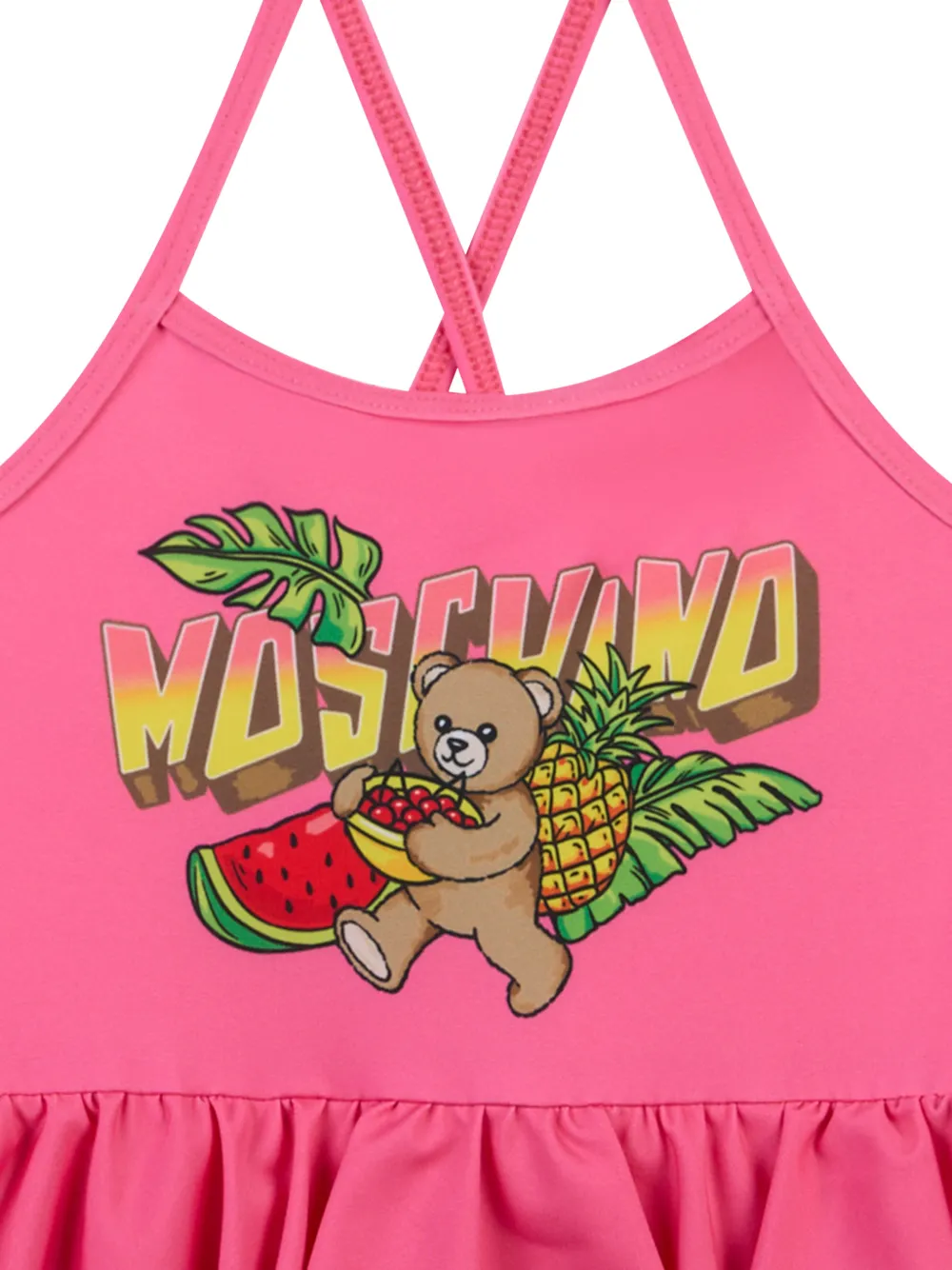 Moschino Kids Badpak met ruches en grafische print Roze