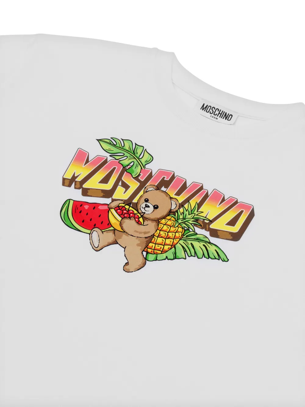 Moschino Kids Teddy Bear T-shirt met fruitprint Wit