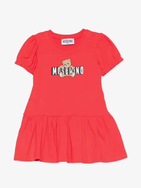 Moschino Kids puff-sleeve graphic-print dress