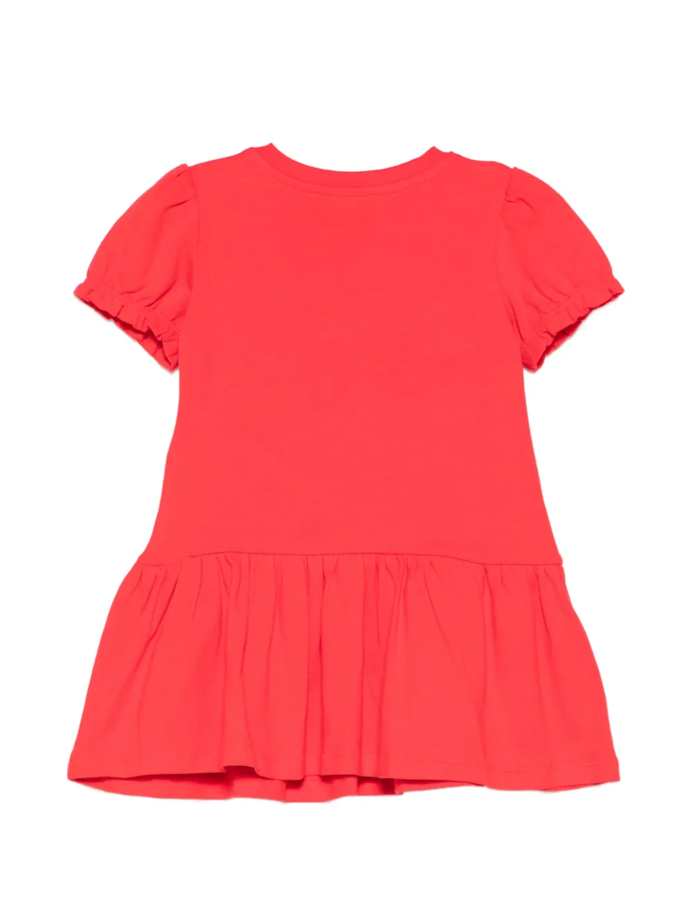 Moschino Kids Jurk met pofmouwen en print Rood