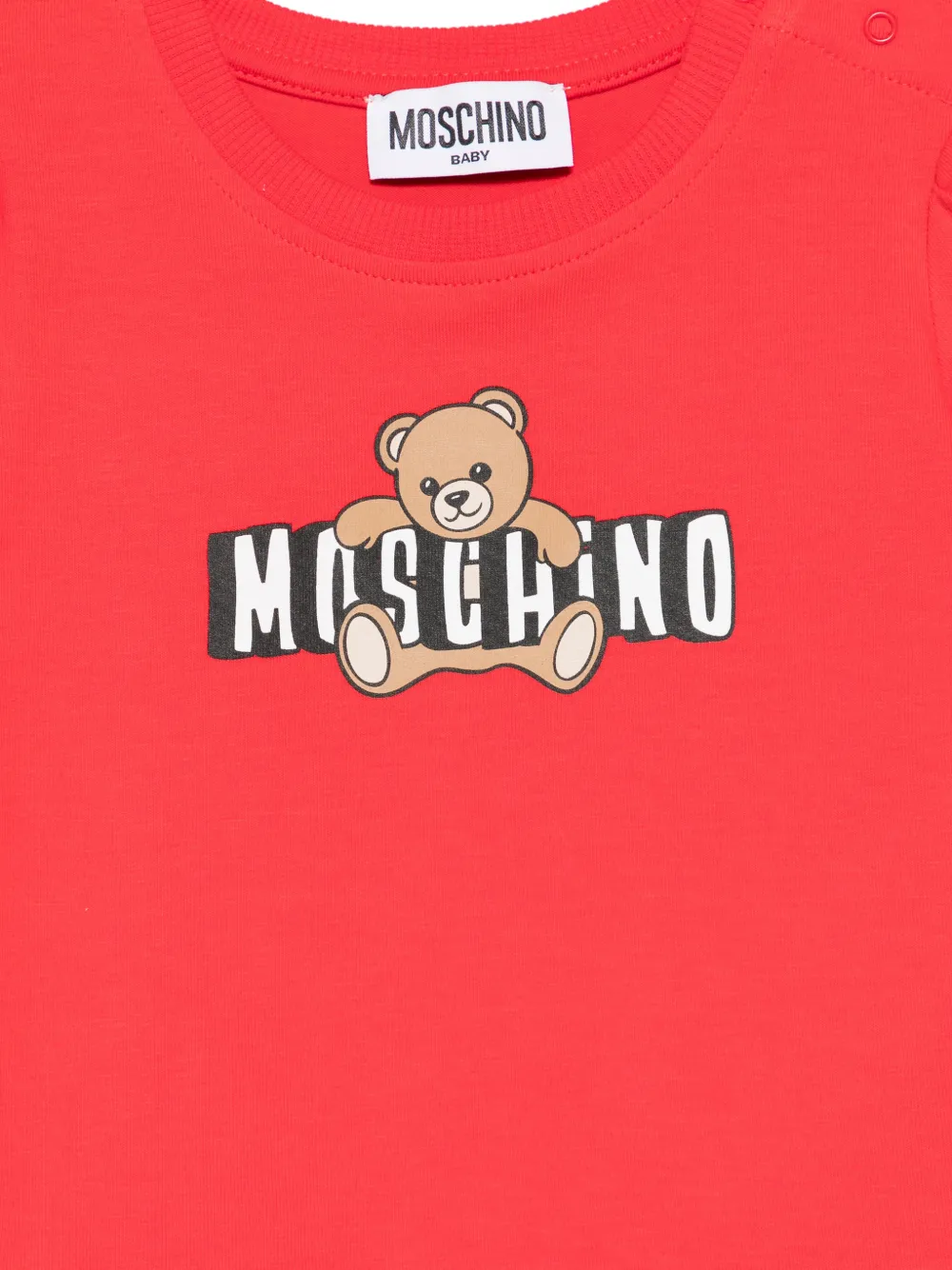 Moschino Kids Jurk met pofmouwen en print Rood