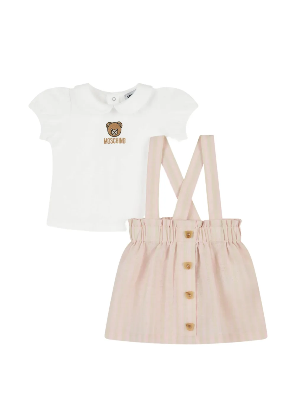 Moschino Kids striped button babywear - Bianco