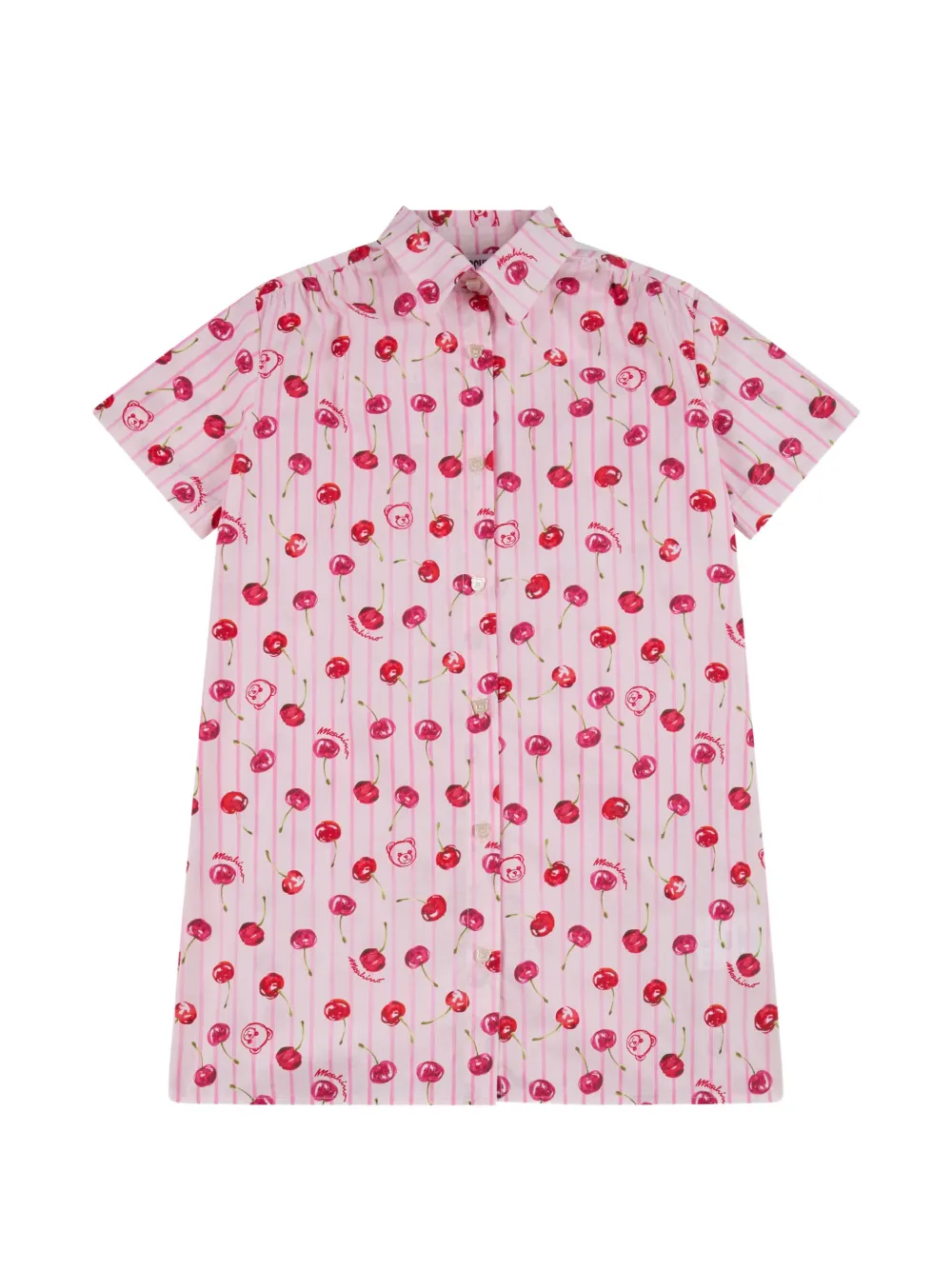 Moschino Kids striped cherry print dress - Rosa