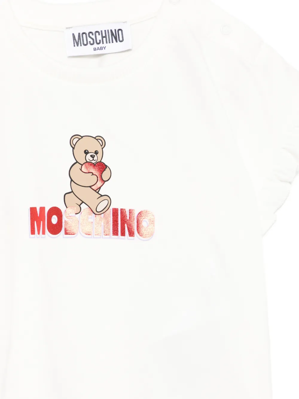 Moschino Kids T-shirt met ruches en grafische print Wit