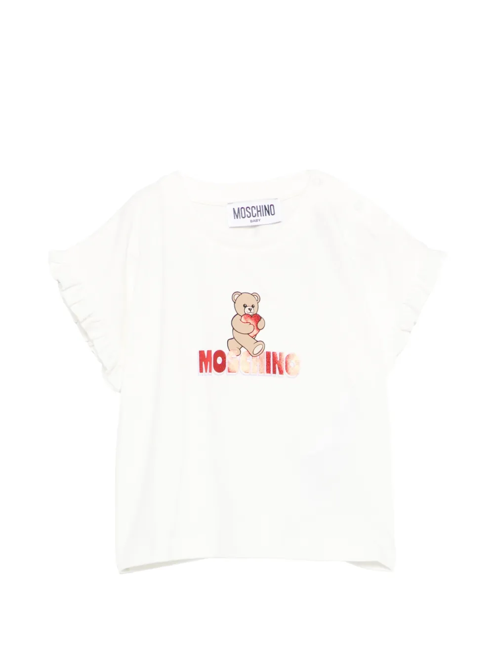 Moschino Kids ruffled graphic T-shirt - Bianco