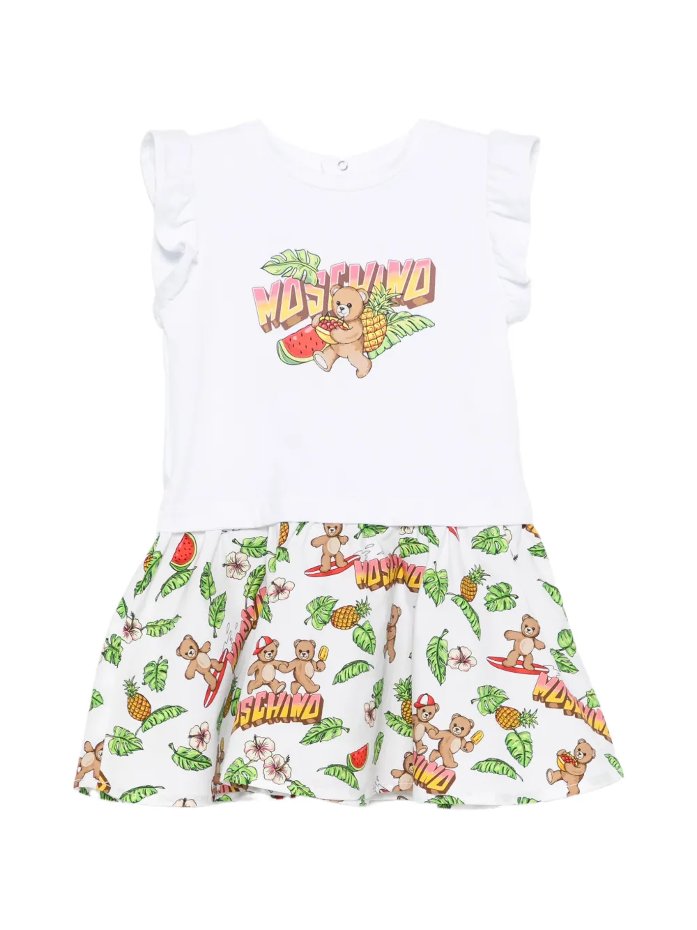 Moschino Kids ruffled-detail dress - Weiß