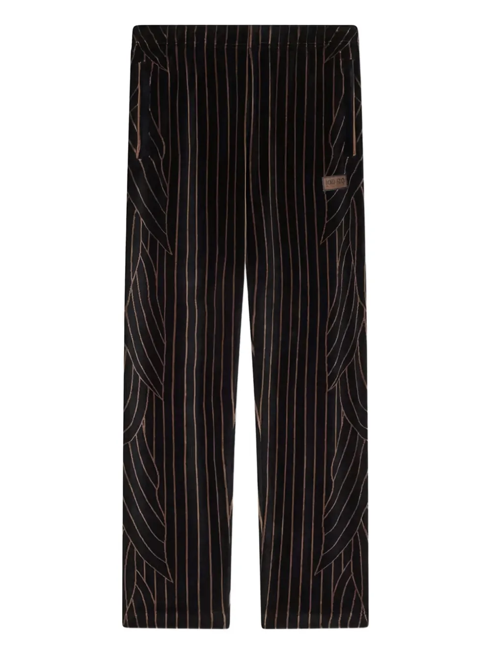 Kenzo leaf stripe velvet track trousers - Nero