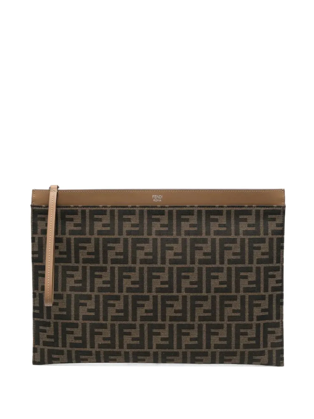 FENDI FF-jacquerd flat clutch bag - Marrone