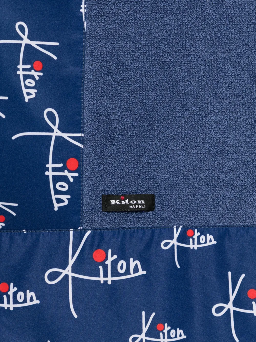  Kiton Logo Print Beach Towel - Blue 
