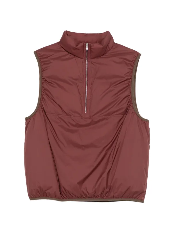 Auralee Ripstop Zip-neck Vest in Red