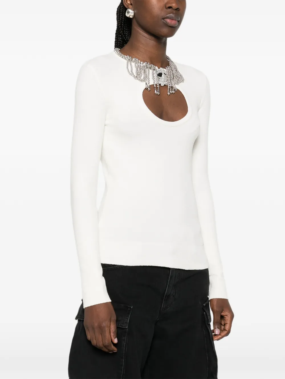 Rabanne Blouse met lange mouwen en uitgesneden details Beige