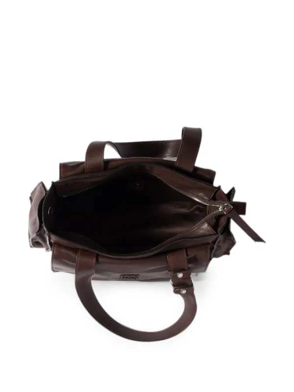 Miu Miu logo-embossed Leather Tote Bag | Brown | FARFETCH
