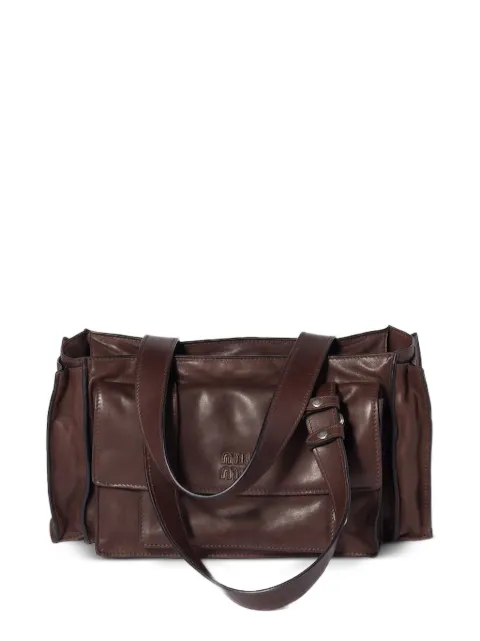 Miu Miu logo-embossed leather tote bag