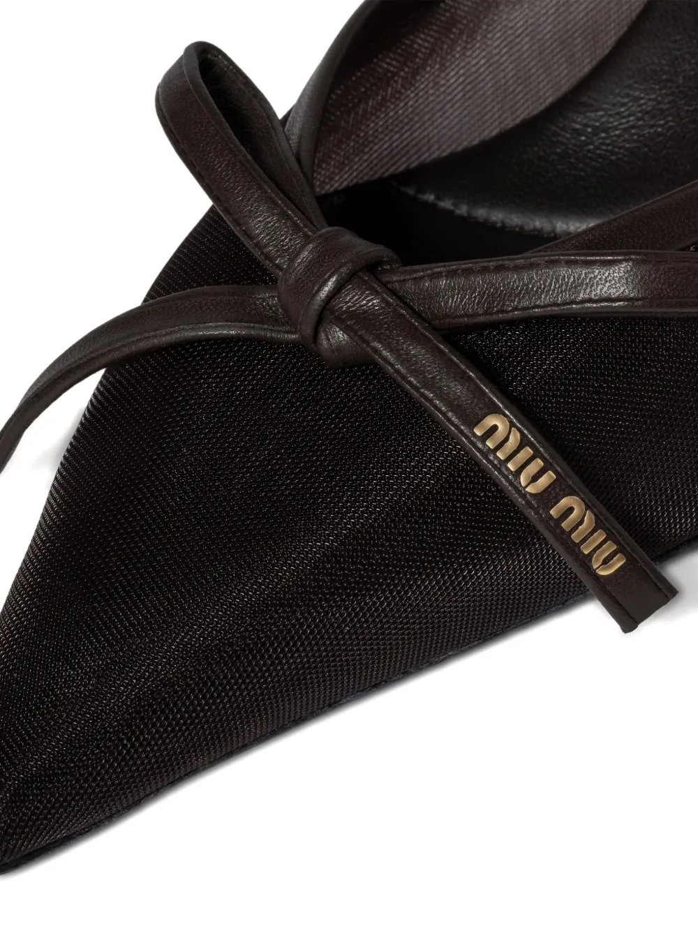 Miu Muiltjes met mesh en hak Bruin