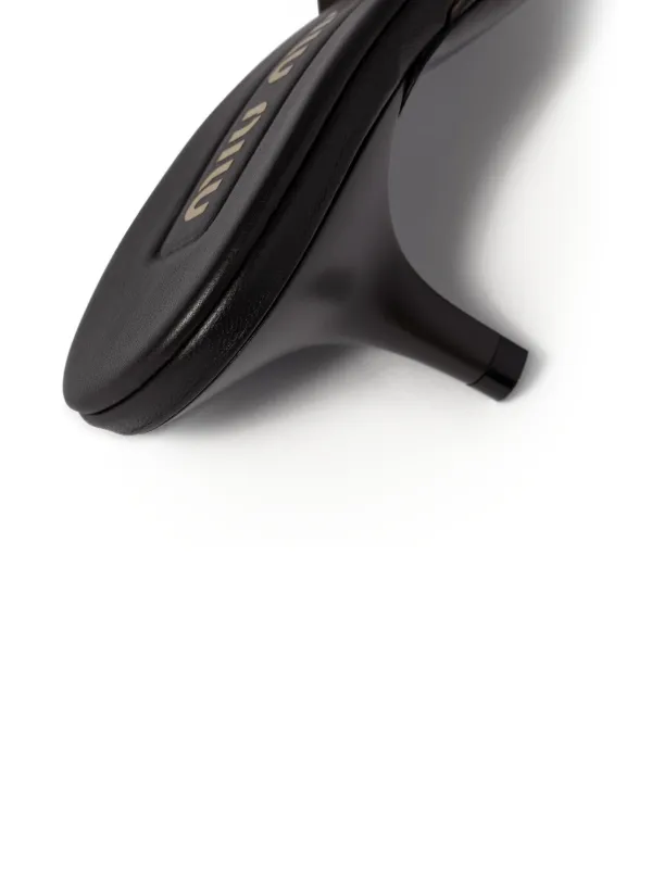 Miu Miu Mule Com Salto e Mesh | Marrom | FARFETCH BR