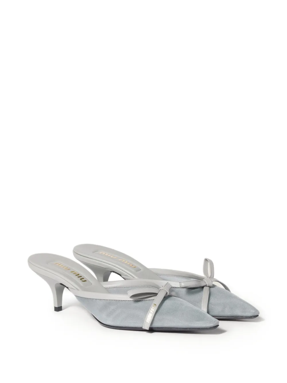 Miu Muiltjes met mesh en hak Blauw