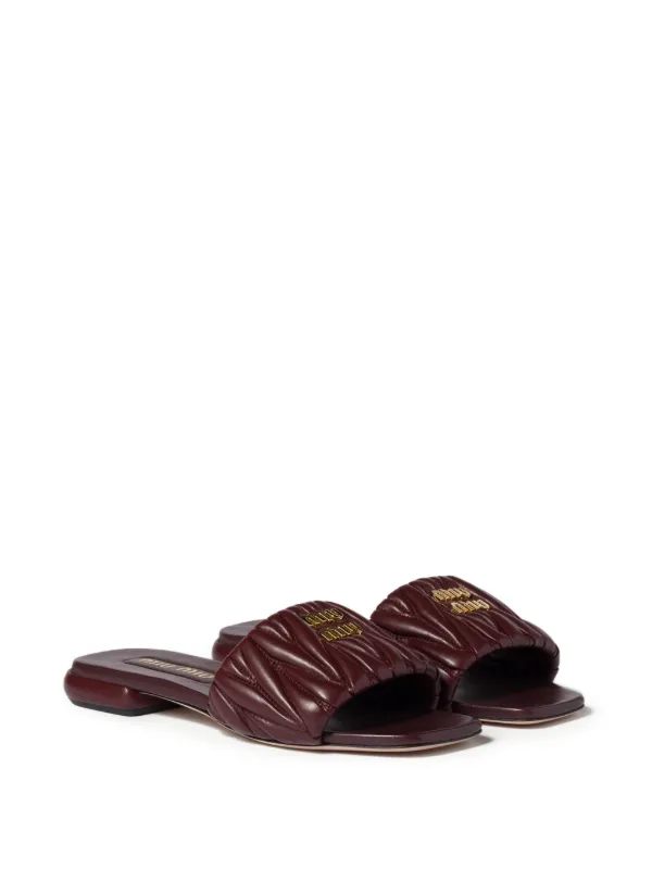 Miu Miu Matelassé Nappa Leather Slides | Red | FARFETCH