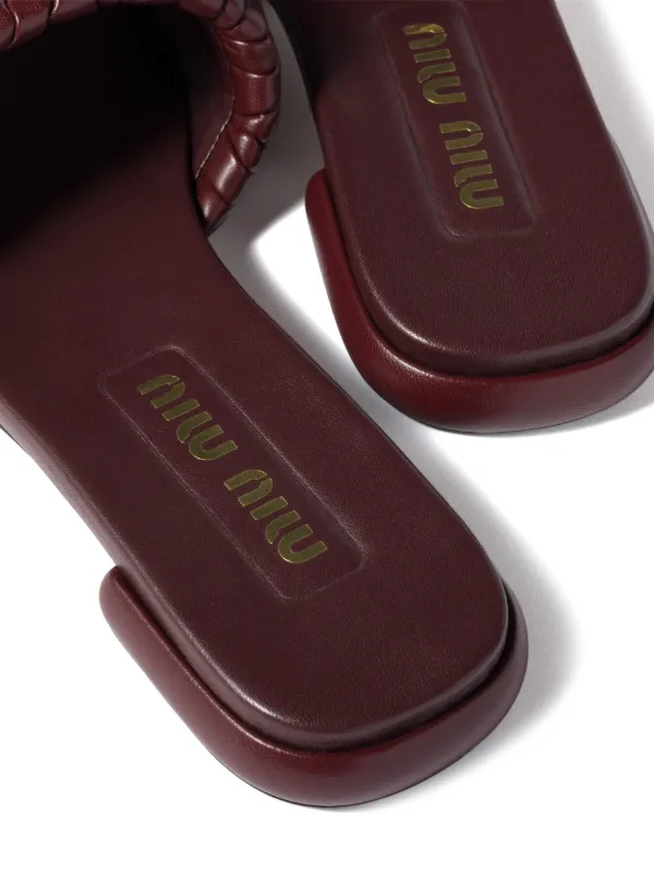 Miu Miu logo-plaque Sandals | Red | FARFETCH