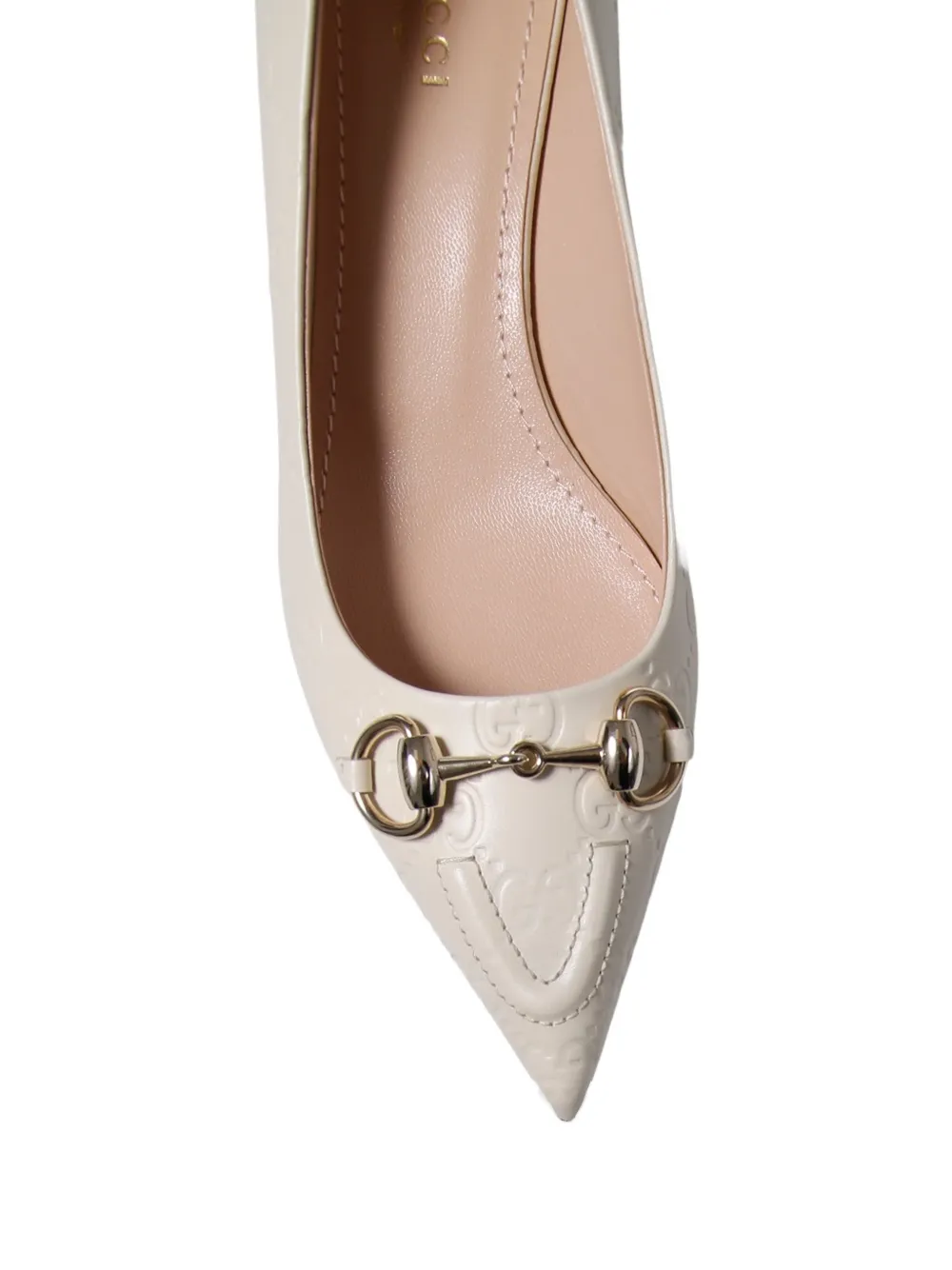 Gucci logo-embossed horsebit-detail pumps Beige